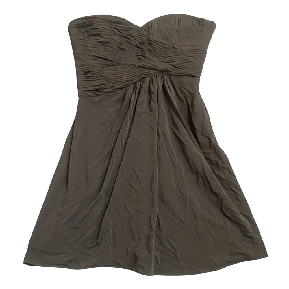 BCBGMAXAZRIA Strapless Mini Dress Womens 6 Black Pleated Sweetheart LBD
